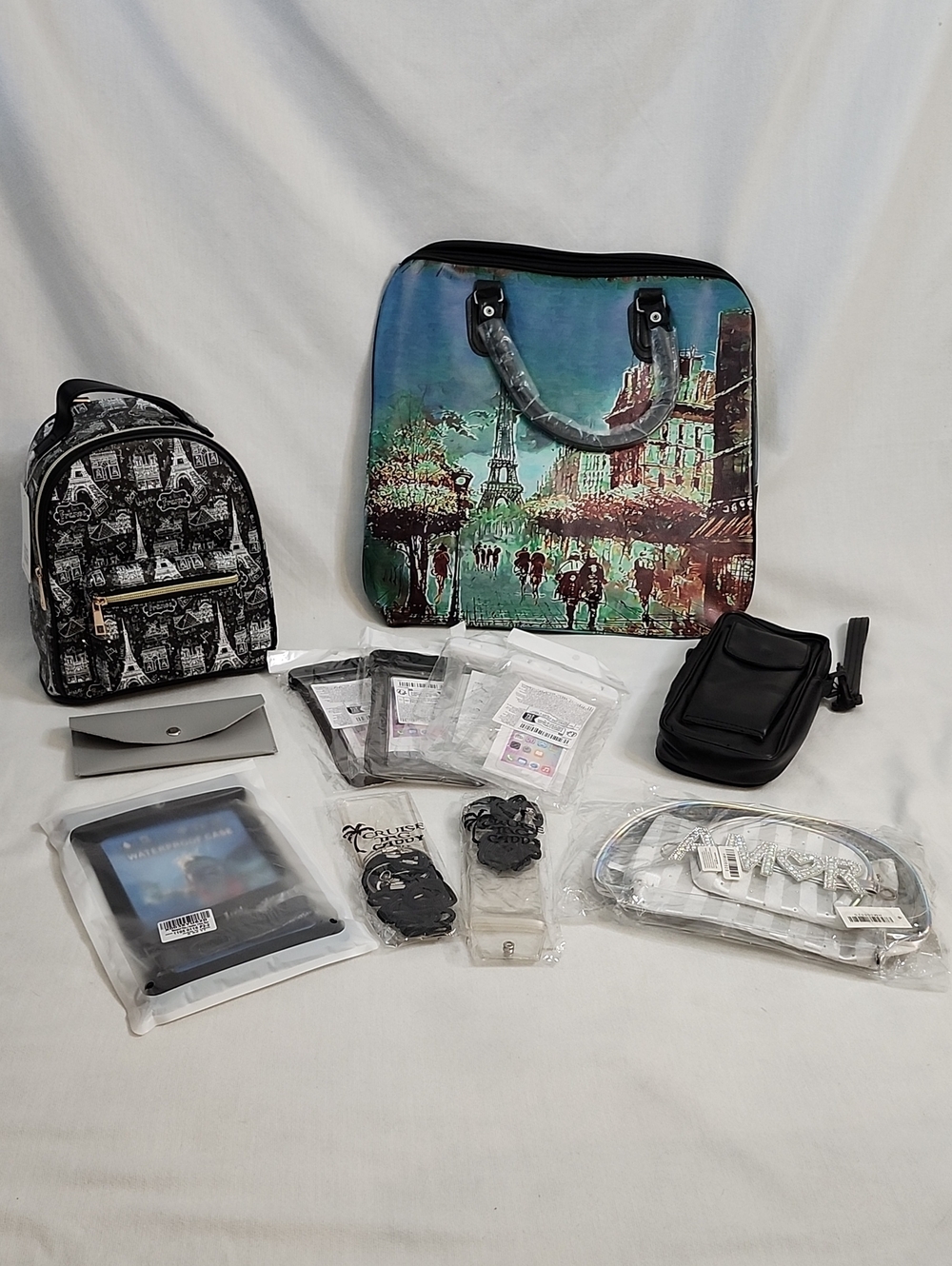 Paris Themed Duffle, Backpack and Travel Accessories Set